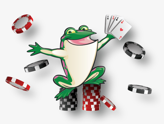Frog Logo with Poker Cards and Chips