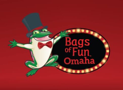 Bags of Fun Omaha logo with top hat and bow tie