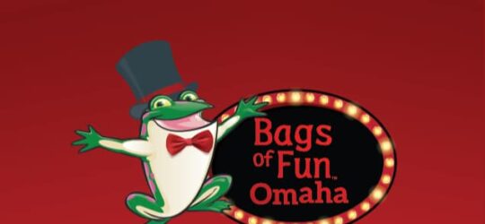 Bags of Fun Omaha logo with top hat and bow tie