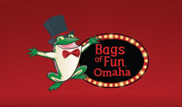 Bags of Fun Omaha logo with top hat and bow tie